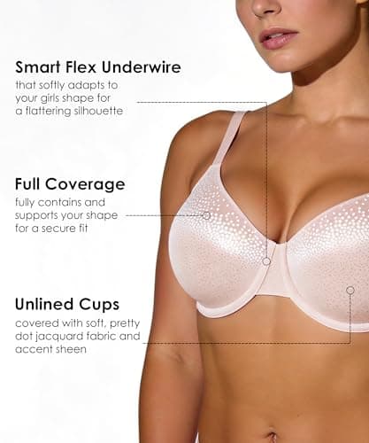 Brabalas Minimizer Bras for Women Full Coverage, Plus Size Underwire Support Bra for Large Bust, Unlined Non Padded Comfortable Bra with Soft Wire 42DDD Pink - Thumbnail 2