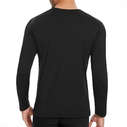 SIMIYA Mens Thermals Long Sleeve Undershirt Warm Fleece Lined Base Layer Thermal Tops Long John Shirts for Men BK+GR 3XL - Thumbnail 2