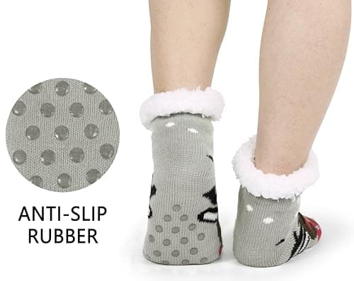 BenSorts Kids Girls Boys Slipper Socks Soft Warm Thick Cozy Fuzzy Anti-Slip Winter Thermal Christmas Socks Indoor 4 5 6 7 Years - Thumbnail 4