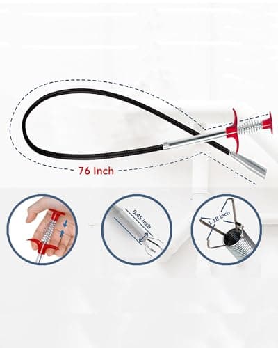 Ehigta 76 Inch Drain Snake Clog Remover, Flexible 4-Claw Grabber Tool,Toilet Sink Shower Bathtub Drain Cleaner for Hair Removal - Thumbnail 3