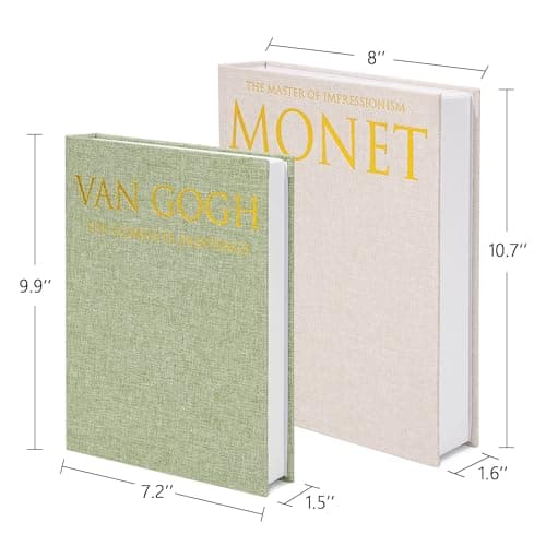 Hiwhy Decorative Book Storage Box Set of 2, Stylish Decorative Books, Linen Faux Book Storage Box for Bookshelf, Coffee Tables, Home Decor, GrassGreen - Thumbnail 4