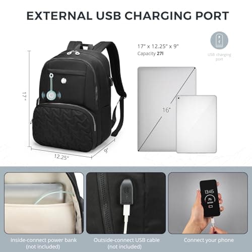Swissdigital Design Backpack for Women, Medium Black Backpack with Finder, 15.6 inch Laptop Modern Backpacks with USB Charging Port and Finder – Finder Color Random | SD17119507F-01 - Thumbnail 6