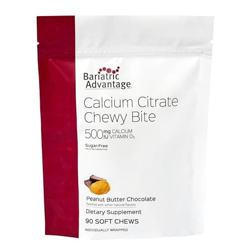 Bariatric Advantage Calcium Citrate Chewy Bites 500 mg - Highly Absorbable & Digestible - Vitamin D3 - Easily Chewable Calcium Supplement - Peanut Butter Chocolate - 90 Count - Image 1