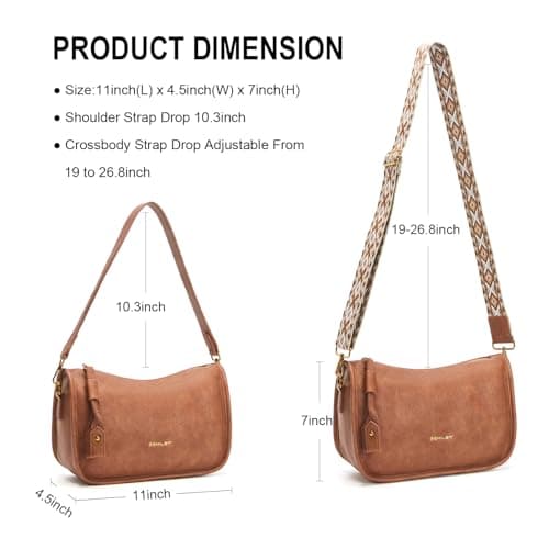 Pemilen Shoulder Bag Handbag for Women, Small, Brown - Thumbnail 4