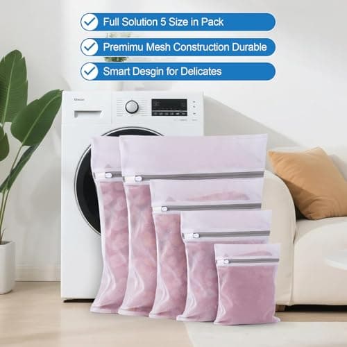 OKAKA 5Pcs Laundry Bags Mesh Wash Bags, Delicate Laundry Bags for Clothes, Hosiery, Underwear, Bed linen - 5 Size - Thumbnail 2