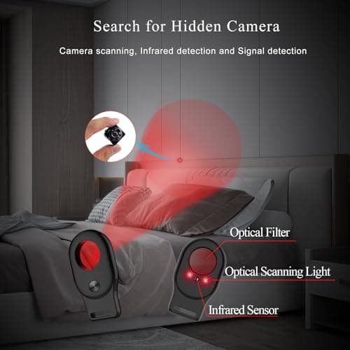 CHIRSMIP Hidden Camera Detector, Camera Finder, RF Bug Detector, Magnetic Tracker Finder, Multi-Function Bug Sweeper for Listening Devices, Hotels, Cars, Offices, Bathrooms and Travel - Thumbnail 4
