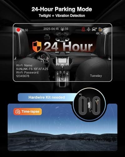 Dash Cam Front and Rear, 4K+2K Recording Dash Camera for Cars, Night Vision with WDR, 170° Wide Angle, 5.8G/2.4G Dual Wi-Fi, 64GB Card, Built-in GPS, G-Sensor Emergency Lock, 24H Parking Monitor - Thumbnail 4
