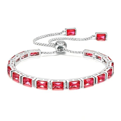Cacupol Birthstone Tennis Bracelet for Women Sterling Silver Adjustable Chain Fine Hypoallergenic Jewelry Anniversary Birthday Gifts - Image 1