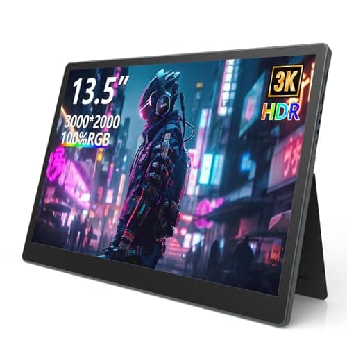 Thrygo Portable Monitor 13.5'' 3000×2000 IPS 3:2 Screen, 100% sRGB HDR USB-C HDMI Second Monitor for Laptop, Ultra-Slim Portable Display with Adjustable Damping Stand, Plug & Play for PC Mac Phone