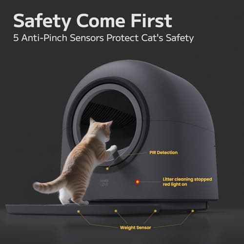 ABRCT L1 Self-Cleaning Litter Box Automatic Electronic Hands-Free Smart Robot self Cleaning Litter Box - Safe Anti-Pinch,with Deodorizer and Liner and Litter Mat for Multiple Cats - Thumbnail 5