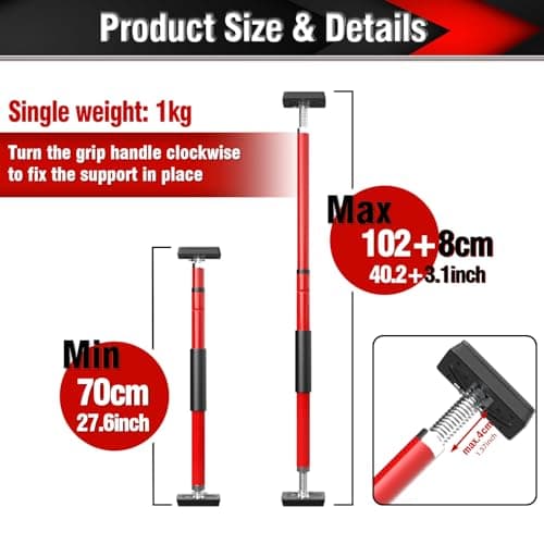 3-H Cabinet Jacks for Installing Cabinets, Thickened All-Steel Adjustable Support Pole with Twist-Lock Mechanism, Heavy-Duty Third Hand Tool, Red, 27.5"-43" 1pc - Thumbnail 2