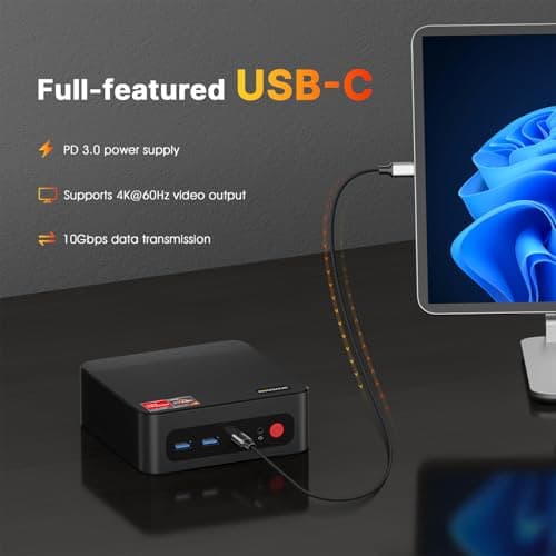 BOSGAME P4 Ultra Mini PC Ryzen 7 7730U(Over 7735U/7430U), 16GB RAM 1TB NVMe SSD Mini Computers, Dual 2.5G LAN, Wi-Fi 6E, BT5.2, 4K Triple Display HDMI | DP | Type-C, Home Office Business - Thumbnail 6