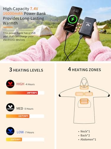 VOFUOTI MAX Shark Wearable Heated Blanket,Cordless Electric Heating Blanket Hoodie with 16000mAh Battery, Heated Robe Oversized Sweatshirt Throw Blanket Shawl with Sleeves - Thumbnail 4