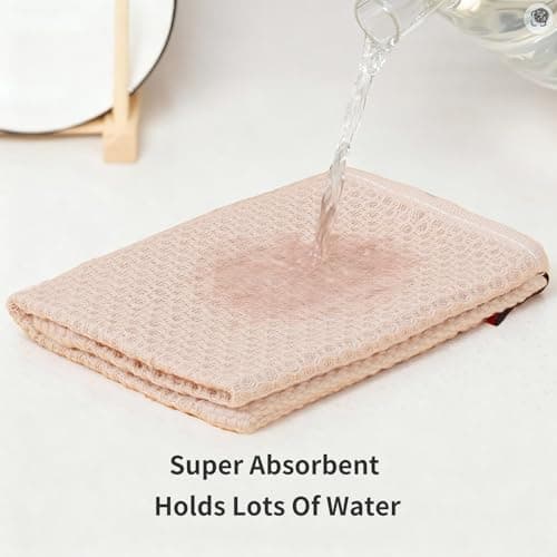 LikGuest Cotton Dish Towels 6 Pack,12x12 Inch – Super Absorbent, Quick-Dry & Reusable Kitchen Cleaning Cloths, Lint-Free Washable Towels for Dishes, Glass & Household Use(Beige) - Thumbnail 5
