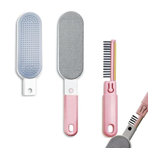 VrythosNex​​ ​4-in-1 Pet Hair Remover for Couch, Car, Furniture, Carpet - Portable Dog Cat Fur Hair Removal Tool with Detachable Brush, Lint Brush, Fabric Shaver, Crevice Tool (Pink) - Image 1