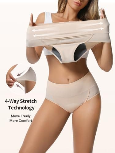 Loswie Breathable ZeroLeak Incontinence Underwear For Women, Period Underwear Heavy Flow, Menstrual Leakproof Teens Ladies Quick Dry Postpartum High Waisted Panties - Thumbnail 5
