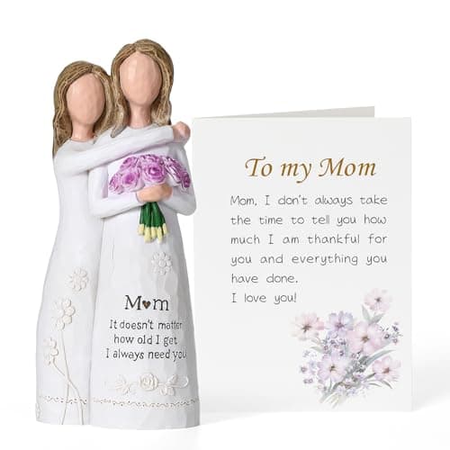 Ocosy Hand-Painted Mom Daughter Resin Figurine, Statue, Gift for Mom from Daughter, Decorative Sculpture,Purple Rose - Image 1