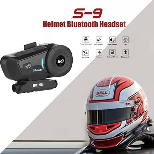 SCSETC S-9 Motorcycle Helmet Bluetooth Headset - 2000m, 6-Rider Intercom - Bluetooth Helmet Headset with CVC Noise Cancellation, Handsfree/Voice Control/HD Music - 2 Pack - Thumbnail 2