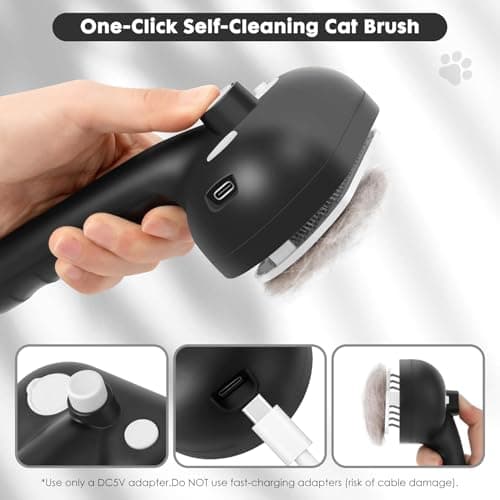 Cat Steam Brush for Grooming and Shedding for Long and Short Hair Pets Deshedding and Hair Removal tool for Dogs & Cats Self Cleaning 4 in 1 Massaging Pet Spray Spritz Defur Comb - Thumbnail 3