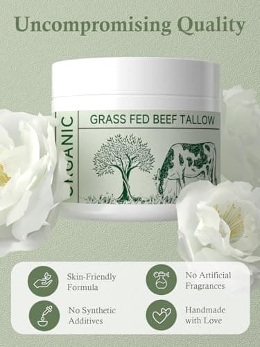 Beef Tallow, Tallow Face Moisturizer, Beef Tallow for Skin, Unscented 100% Organic Beef Tallow Blam Grass Fed Finished Whipped Tallow Face Cream Moisturizer Body Lotion Skin Care for Sensitive Skin - Thumbnail 3