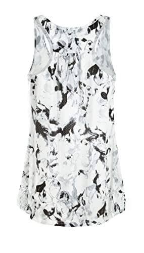 Miusey Sleeveless Workout Tops for Women Summer Tank Tops Flowy Yoga Shirts Exercise & Fitness Shirts Long Length Athletic Tops Women Loose Fit Tie Dye Shirt Women White Flower X-Large - Thumbnail 2