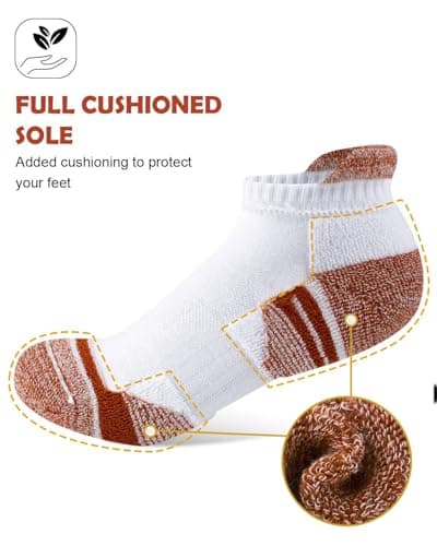 Etmdoeve Womens Athletic Running Socks Cushioned Anti-Blister Comfort Ankle Socks (5 Pairs) - Thumbnail 5