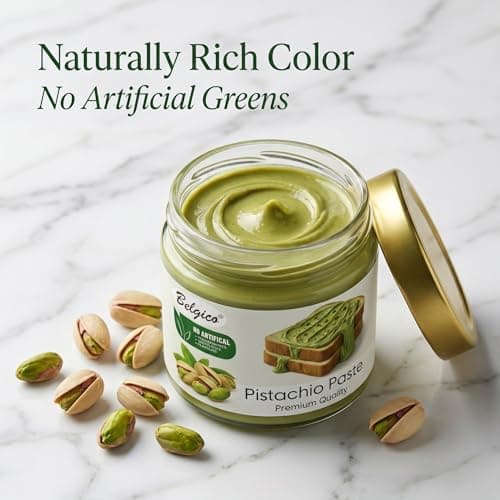 Belgico Pistachio Cream Spread (30% Pistachio) – Sweetened Paste for Dubai Chocolate Bar Filling, Kataifi & Baking – Smooth Nut Butter for Lattes & Desserts – 14oz (pack of 2) - Thumbnail 4