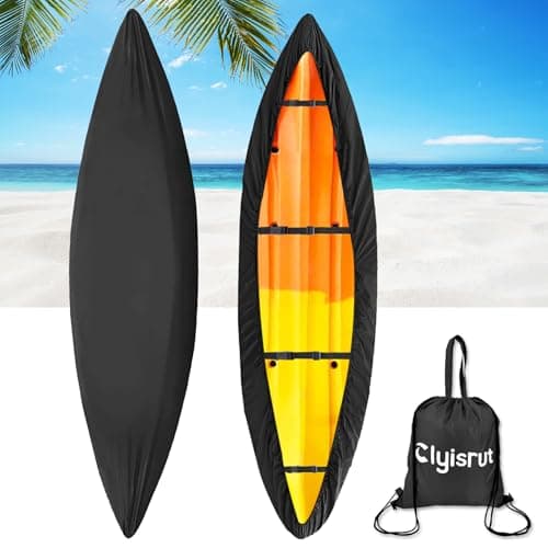 Waterproof Kayak Canoe Cover Accessories, Boat Outdoor Oxford Storage Marine Cockpit Dust Cover UV Protection Ultra Strong Sunblock Shield for Fishing Boat Kayak Canoe (10-11.5FT, Black)