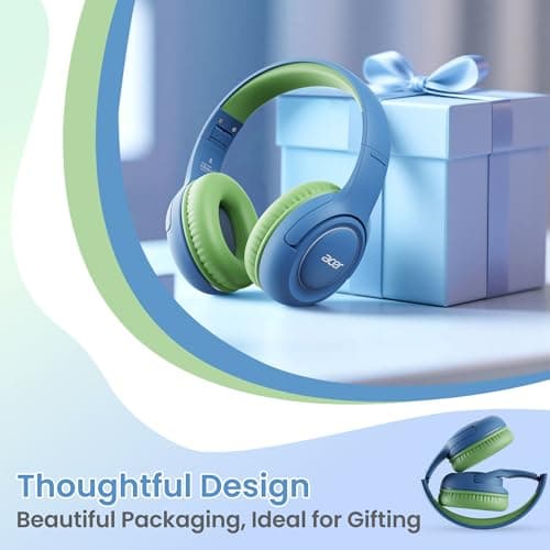 Acer USB-C Kids Headphones - 85/94dB Safe Volume Limited, Foldable Wired Over Ear Headphones for Travel, Toddler Headphones for School, Travel, iPad, Tablet, Blue Green, HK03C - Thumbnail 6