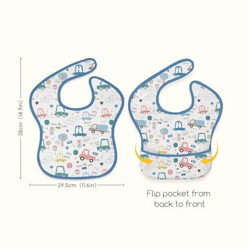 CIVARUA KIDS 3-Pack Baby Feeding Bibs | Waterproof Stain-Resistant 3D Food Catcher, Soft Lightweight Design for Baby-Led Weaning, Infants & Toddlers 3-24 Months Digger Dinosaur - Thumbnail 5