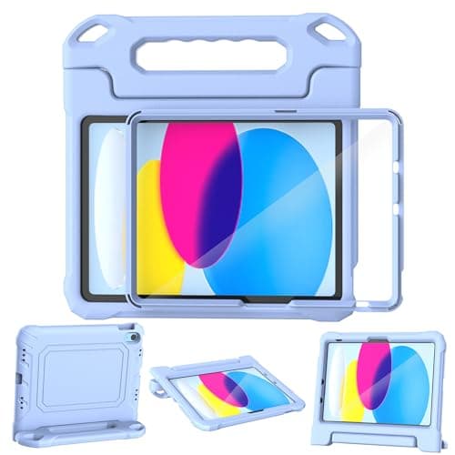 YIHE Kids Case for iPad (A16) 11th Generation 11 Inch 2025 & iPad 10th Generation 10.9 inch 2022, with Built-in Screen Protector and Handle Stand, Full Body Shockproof Protective Cover, LightBlue - Image 1