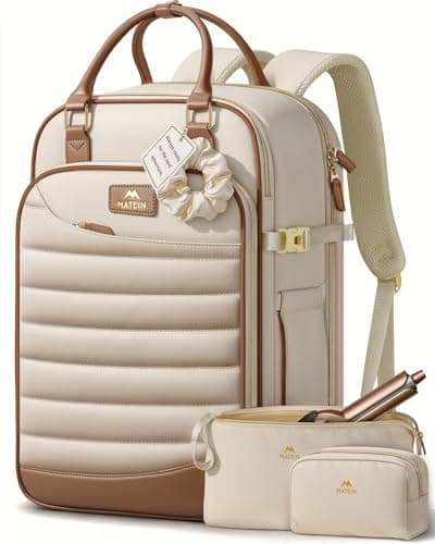 MATEIN HER Personal Item Travel Backpack for Women with Hair Tool Bag, 18x14x8 inches Underseat Luggage Backpack, TSA Approved Carry on Bags for Frontier Airline fits 17" Laptop & 40 oz Tumbler - Image 1