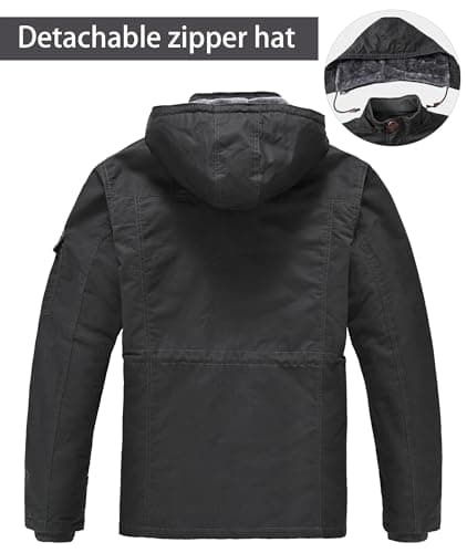 Zoofly Thermal Jackets for Men Cotton with Liner Snowboard Coats Warm wither Jackets Mens Windproof Dark Grey S - Thumbnail 3