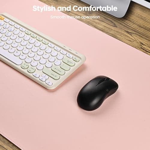 Yuwiiuuo Leather Desk Pad Protector, Office Desk Mat, Large Mouse Pad, Non-Slip PU Leather Desk Blotter, Waterproof Computer Desk Writing Pad for Office and Home (Light Pink, 47.2" x 23.6") - Thumbnail 4