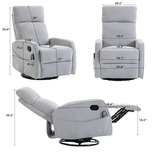 Fachmaih Manual Rocking Chair Nursery with Massage and Heat for Adults Comfy High Back Swivel Gilder Rocker Recliner for Bedroom Living Room - Thumbnail 2