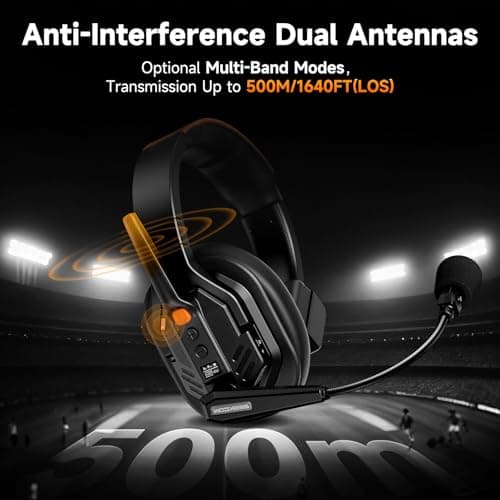 COMICA Seekcom S1 Wireless Intercom Headset System, 2.4GHz Full-Duplex Communication Headsets with 500m/1640ft Range, Noise Reduction, One-Key Broadcasting & Talk Modes for Live Show, Events (5 Sets) - Thumbnail 4