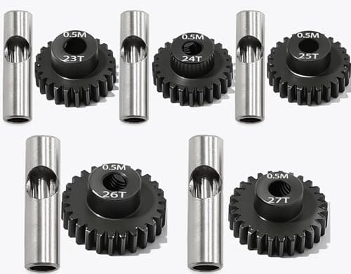 0.5M Pinion Gear 23T 24T 25T 26T 27T Hardened Steel 3.175mm Bore with 2.3mm Adapter, Gear for ARRMA 1/14 Typhon 1/16 Mojave 1/18 Granite, Losi 1/12, 0.5Mod Gear 13T-27T for HOBBYWING Motors - Image 1