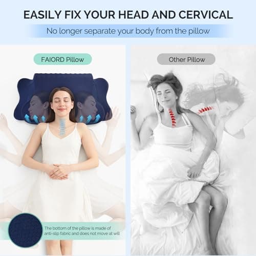 Cervical Pillow for Neck Pain Relief - Cooling Ergonomic Dual-Sided Orthopedic Neck Pillow with Ice Silk Pillowcase, Breathable Memory Foam Contour Pillow for Side, Back, Stomach Sleepers,All Black - Thumbnail 2