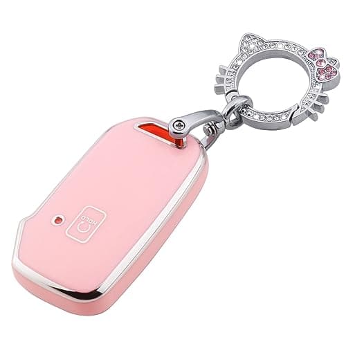 Pangpai Pink Key Fob Cover for Kia, Soft TPU Key Case Protection with Bling Keychain Fit for Kia Cerato Ceed Forte NIRO Sorento Seltos Sportage Soul Telluride Remote Smart Key Protector