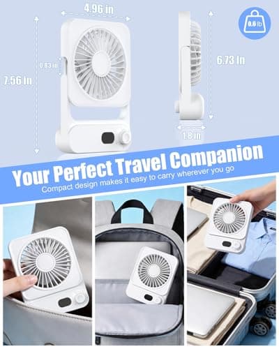Magnetic Portable Cruise Fan, 6.7" Ultra Slim Rechargeable 3600mAh Quiet Fan with 100 Speeds, 150° Adjustable, USB-C, Digital Display, for Sleeping, Cabin Ceiling & Wall, Travel Essentials, White - Thumbnail 6