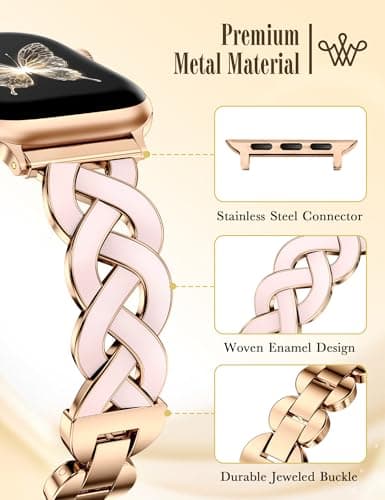 Wearlizer Metal Band Compatible with Apple Watch Bands Women 42/44/45/46/49mm, Dressy Enamel Stainless Steel Bracelet Celtic Knot Strap for iWatch Series 11 10 9 8 7 6 5 4 SE/Ultra 3 2 1 - Thumbnail 2