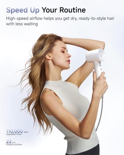 Laifen Swift Special Hair Dryer, High Speed 200M Ionic Blow Dryer with 110, 000 RPM Brushless Motor for Fast Drying, Low Noise, Hairdryer with Magnetic Nozzles - Thumbnail 2
