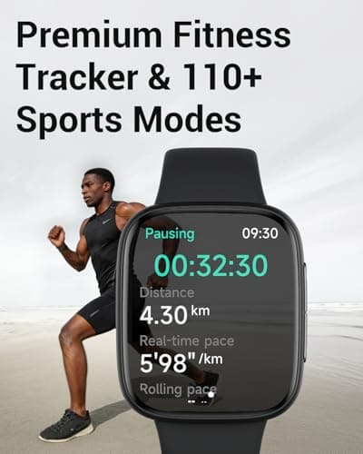 Smart Watch for Men Women, 1.85" AMOLED Ultra-Clear Screen Smartwatch Compatible iPhone/Samsung/Android, 100+ Sport Modes Fitness Tracker with Heart Rate/SpO2/Sleep Monitor 3ATM Waterproof, 2 Bands - Thumbnail 3