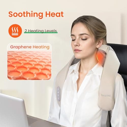 Heycool Cordless Neck and Shoulder Massager, Graphene Heating, Upgraded Shiatsu Back Massager Pillow for Neck, Shoulder, Father Day Gift for Dad - Thumbnail 3