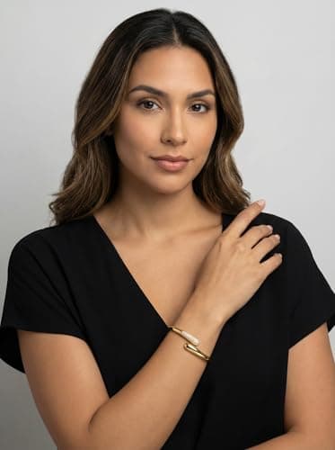 mulanci Gold Cuff Bracelets for Women, 14K Gold Plated Open Cuff Bangle Bracelet with CZ Pave, Minimalist Stackable Chunky Gold Bracelet for Women - Thumbnail 6