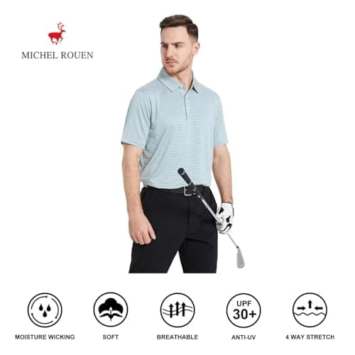 Golf Shirts for Men Dry Fit Moisture Wicking Casual Sport Short Sleeve Mens Golf Polo Shirts - Thumbnail 6
