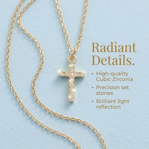 Orejorde 18K Gold Plated Cross Necklace for Women Small Faith Dainty Cross Pendant Necklace with Gift Box, Christian Cross Necklace Religious Jewelry for Mother`s Day Birthday Daily - Thumbnail 5
