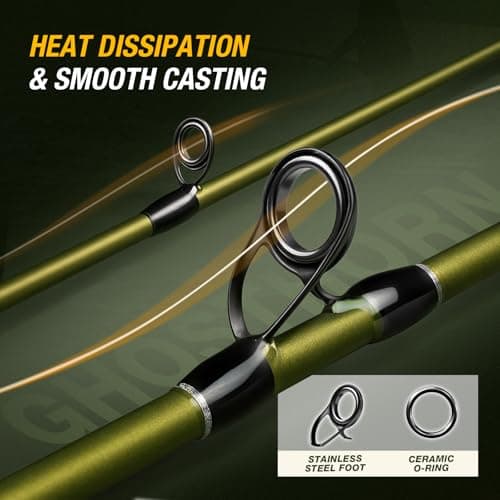 Ghosthorn Fishing Rod and Reel Combo, Spinning & Casting Fishing Pole Baitcaster Combo 2-Piece Rod with Natural Cork Handle Ceramic Rings for Men Women（6'0" Right Handed） - Thumbnail 3