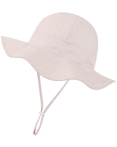 Baby Sun Hat Toddler Girls Bucket Hats Protection Beach Hat UPF 50+ Toddler Wide Brim Bucket Summer Hats AKahki 6-12 Month - Image 1