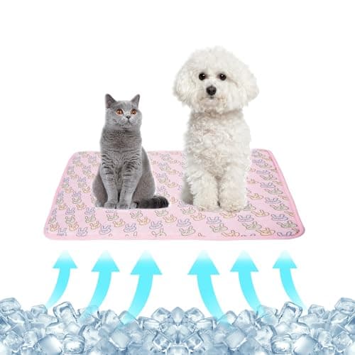 NACOCO Pet Cooling Mat Cat Dog Cushion Pad Summer Cool Down Comfortable Soft for Pets and Adults (L, Pink)